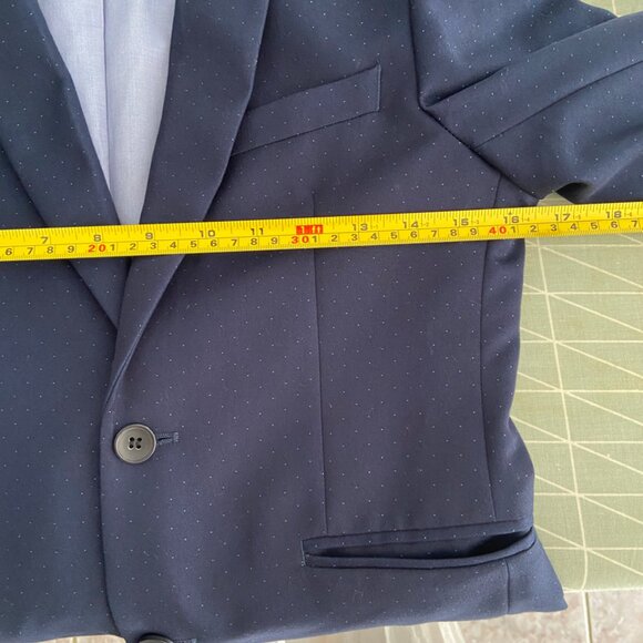 Next Boys’ Large Navy Blue Blazer – Tiny Dot Pattern, Look Sharp EUC - Picture 11 of 16